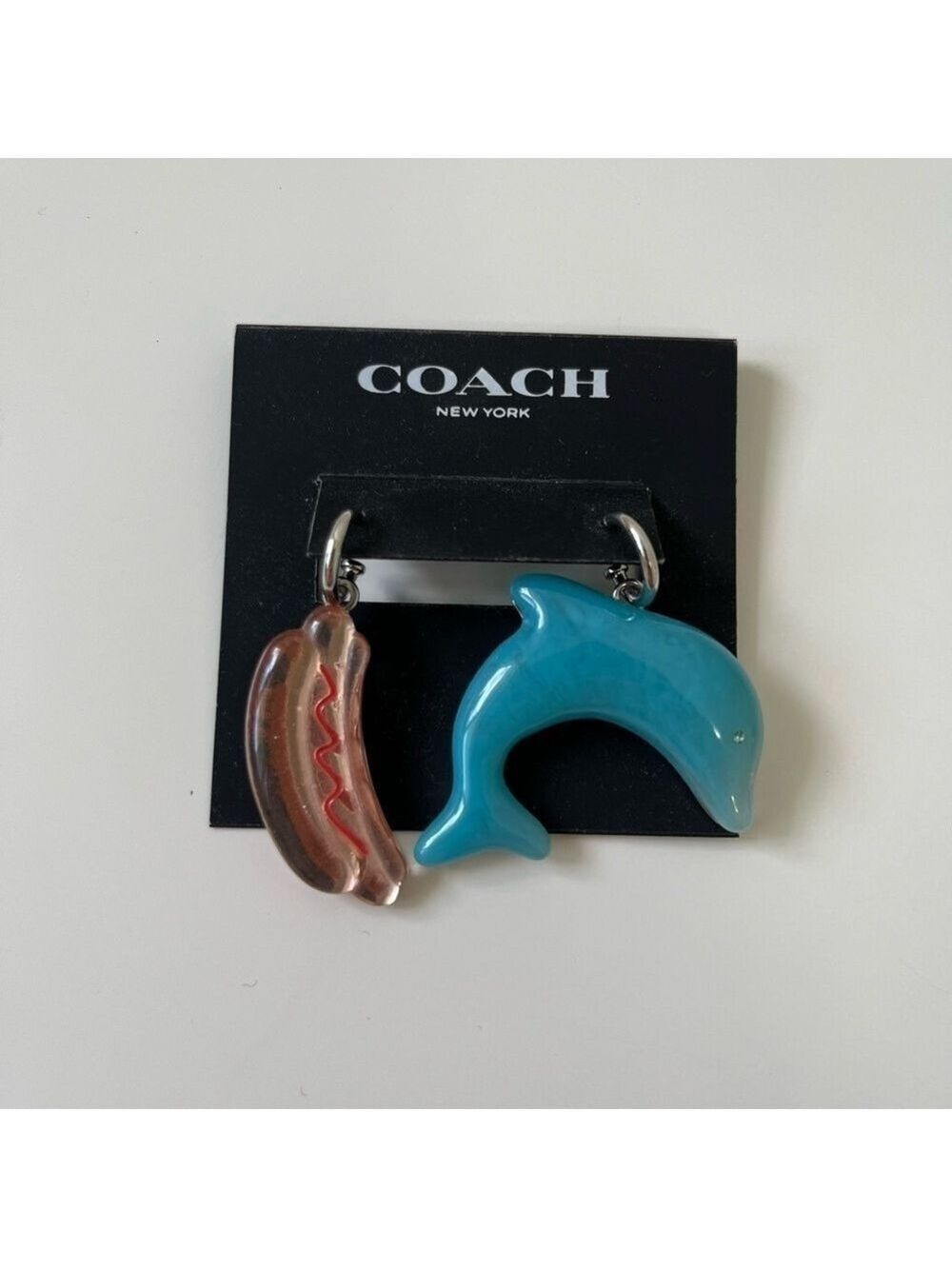 Rare Collectable 🌭🐬 Coach Hotdog Dolphin Mismatch Earrings - Picture 4 of 6